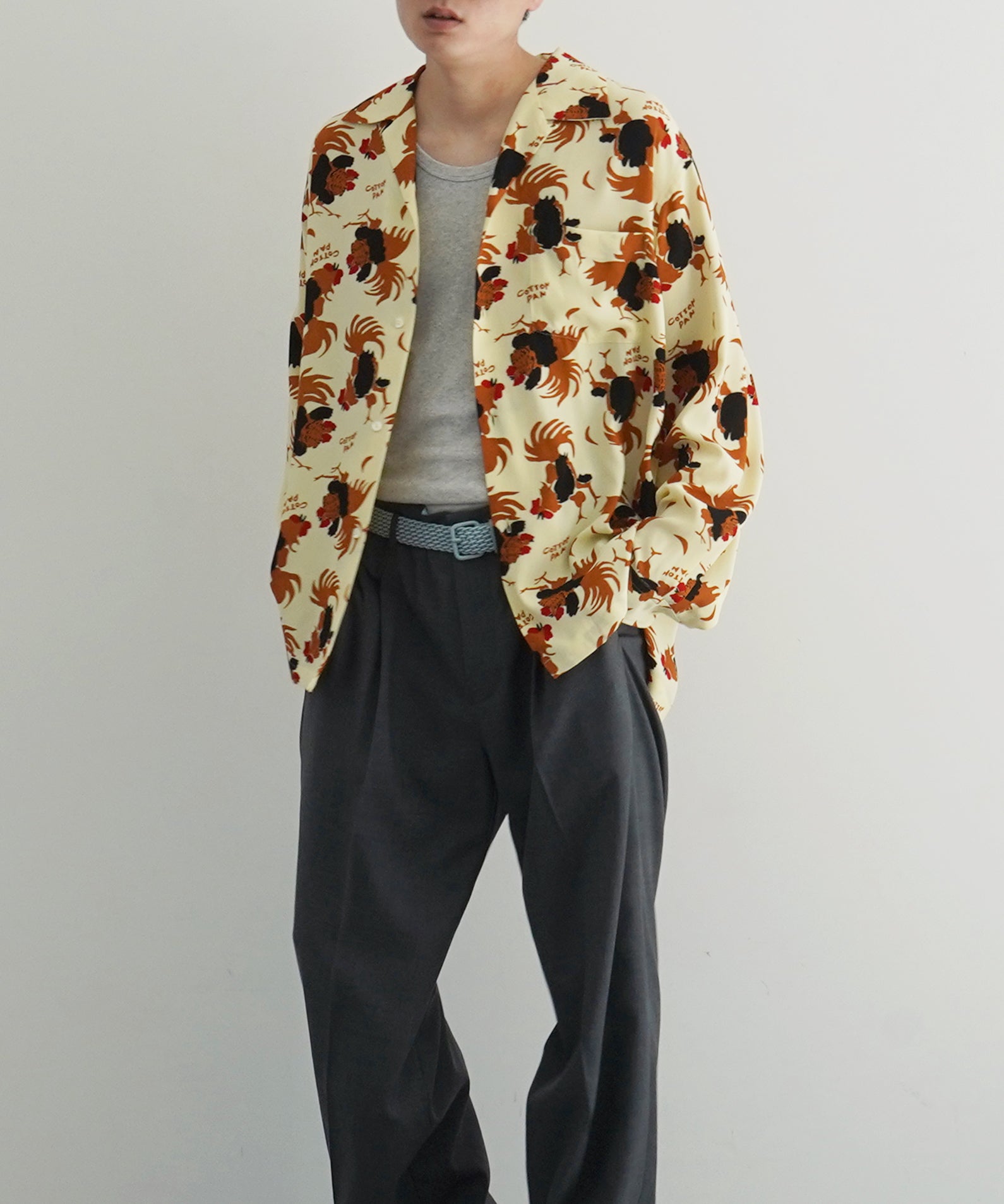 COTTON PAN Rooster l/s レーヨンシャツ shawn "CREAM"