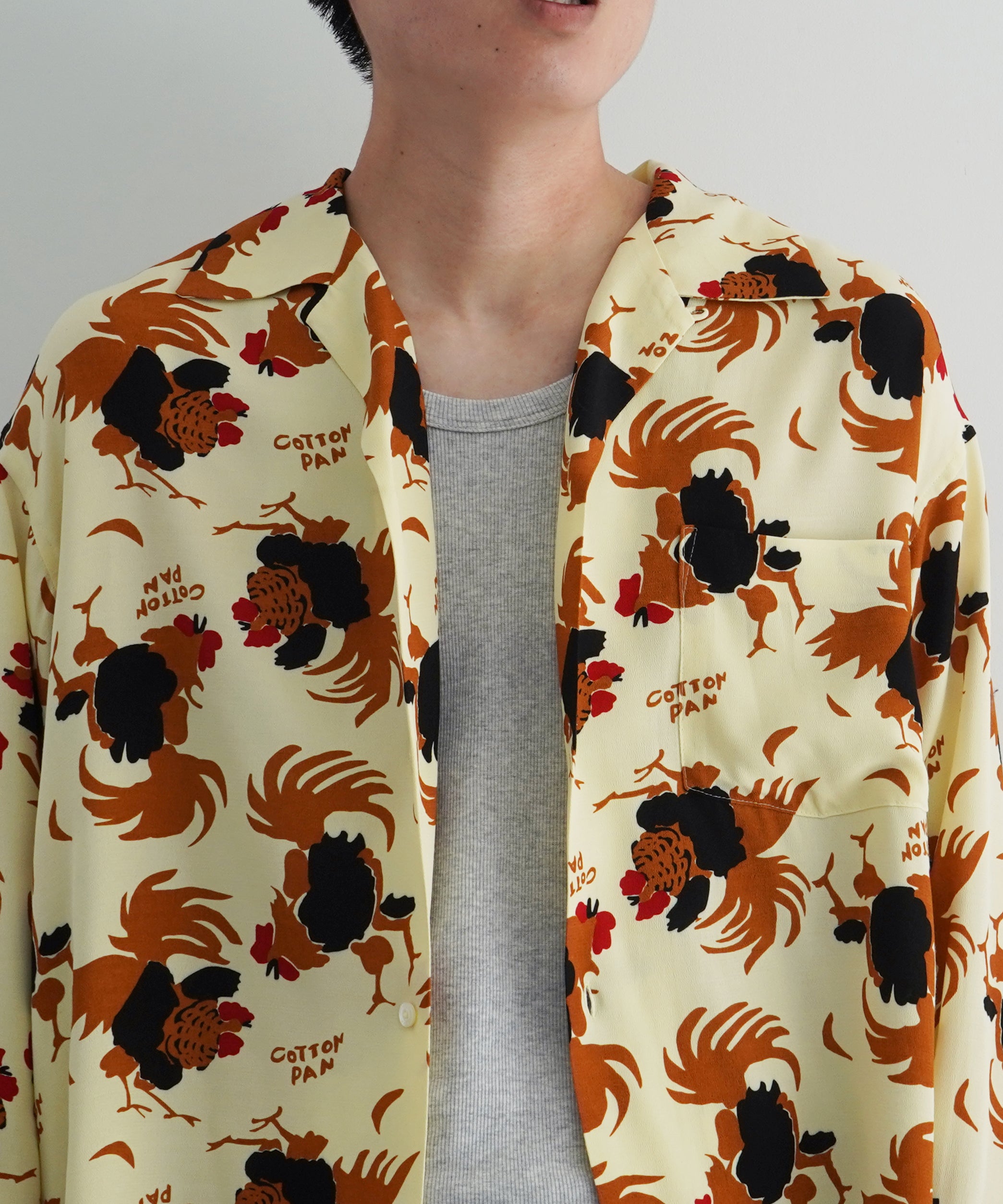 COTTON PAN Rooster l/s レーヨンシャツ shawn "CREAM"