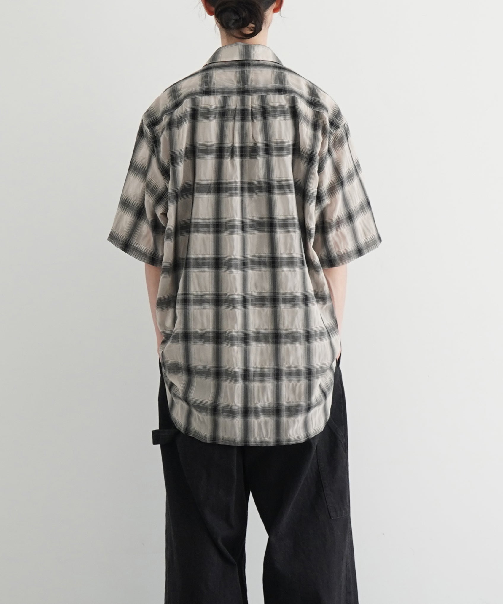 my beautiful landlet Sheer check s/s shirt "BEIGE CHECK"