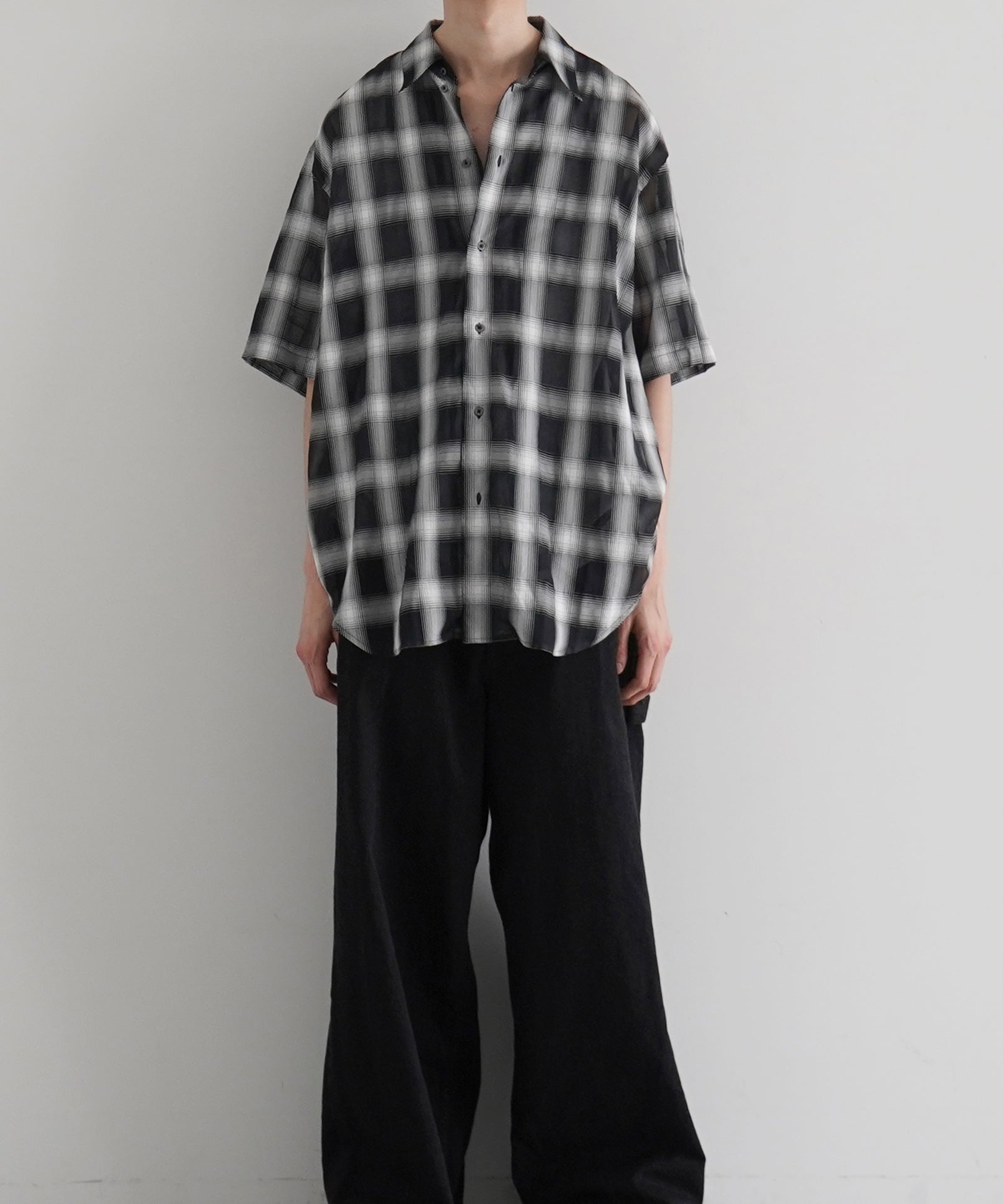 my beautiful landlet Sheer check s/s shirt "BLUE CHECK"
