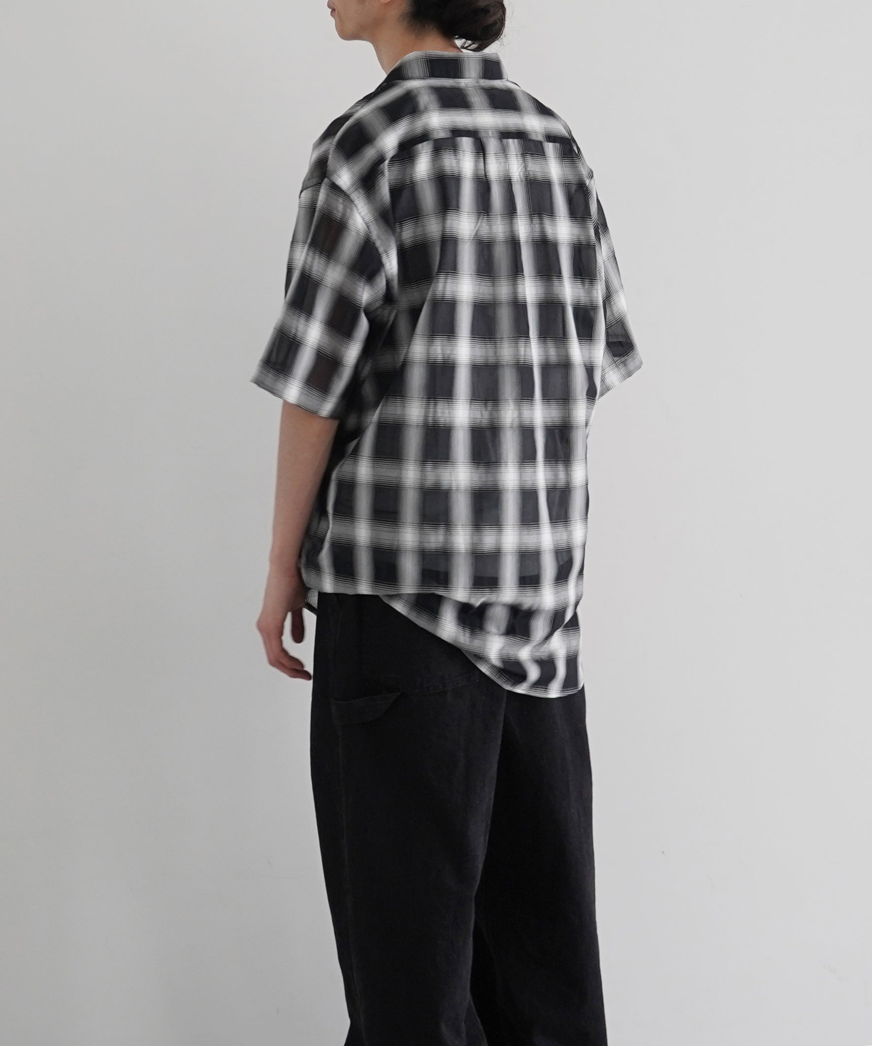 my beautiful landlet Sheer check s/s shirt "BLACK CHECK"