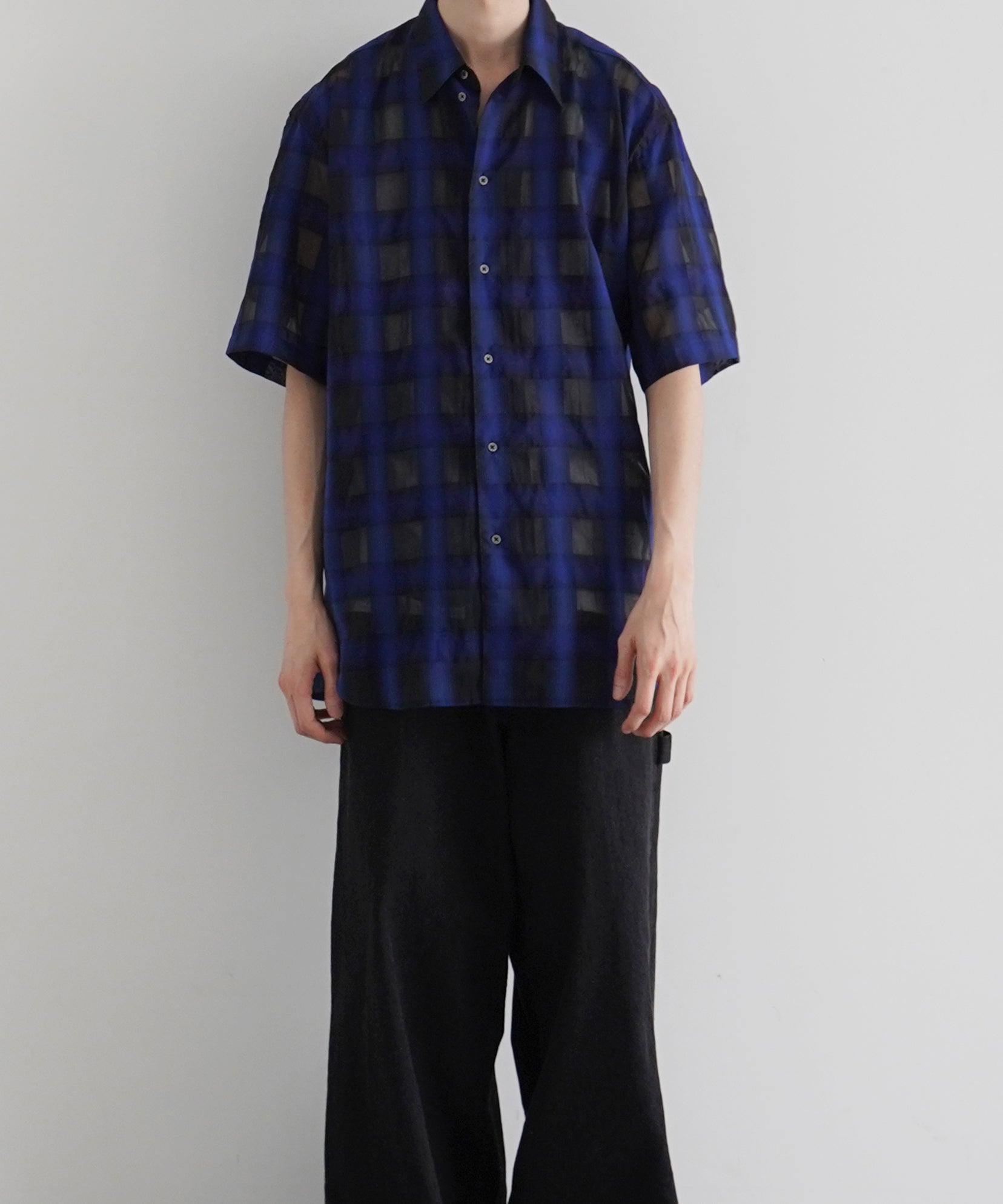 my beautiful landlet Sheer check s/s shirt "BEIGE CHECK"