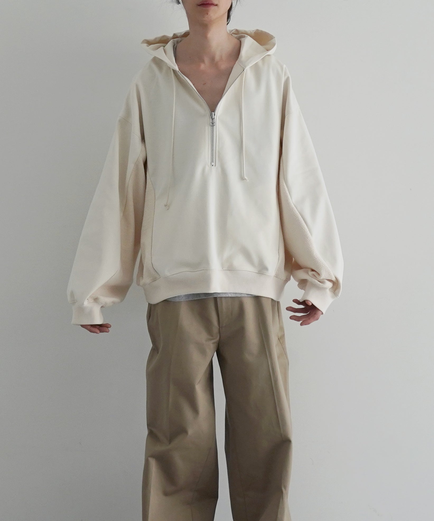 my beautiful landlet Panelled half-zip hoodie "KINARI"