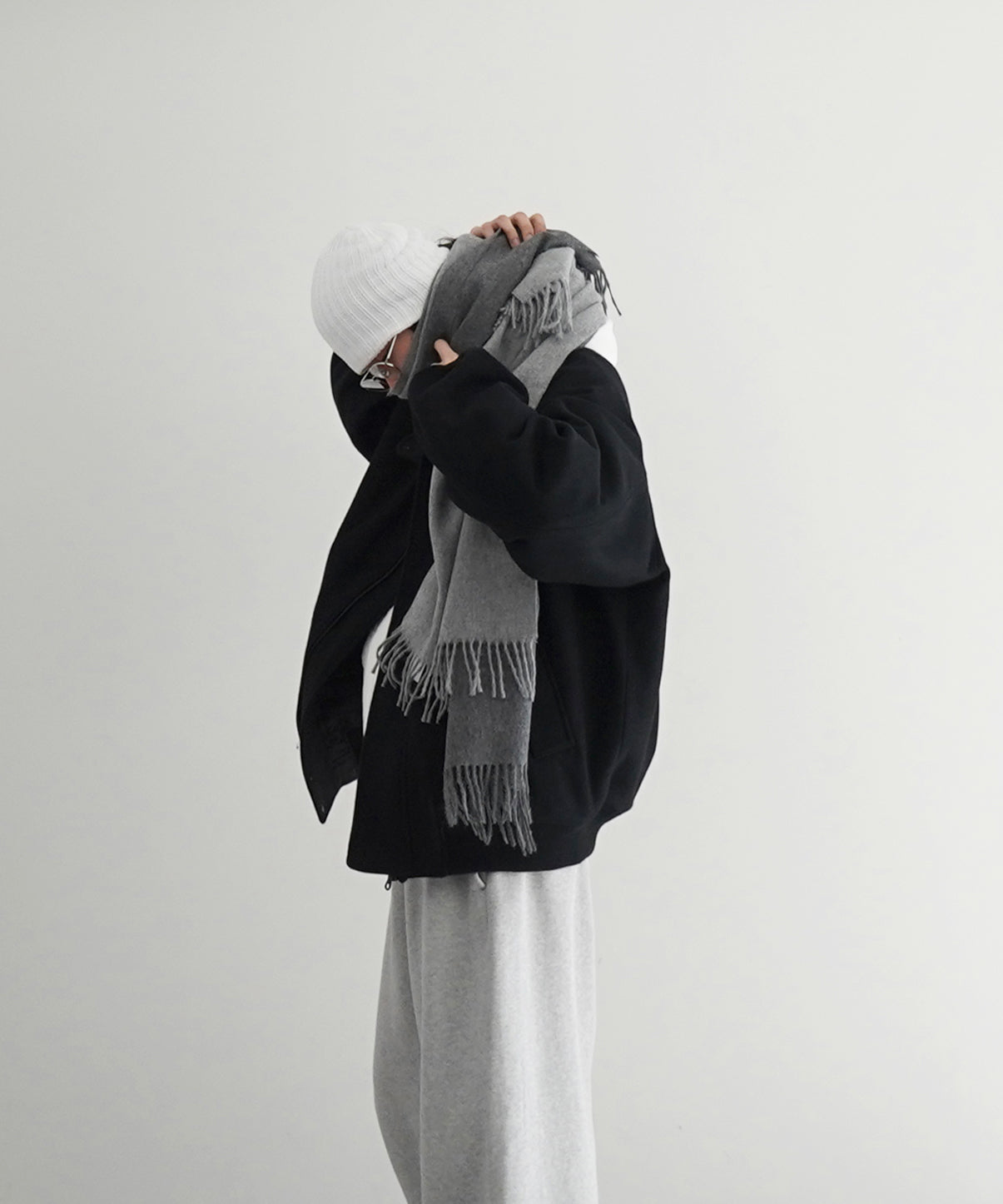 KAIKO Water-repellent wool melton blouson "BLACK"