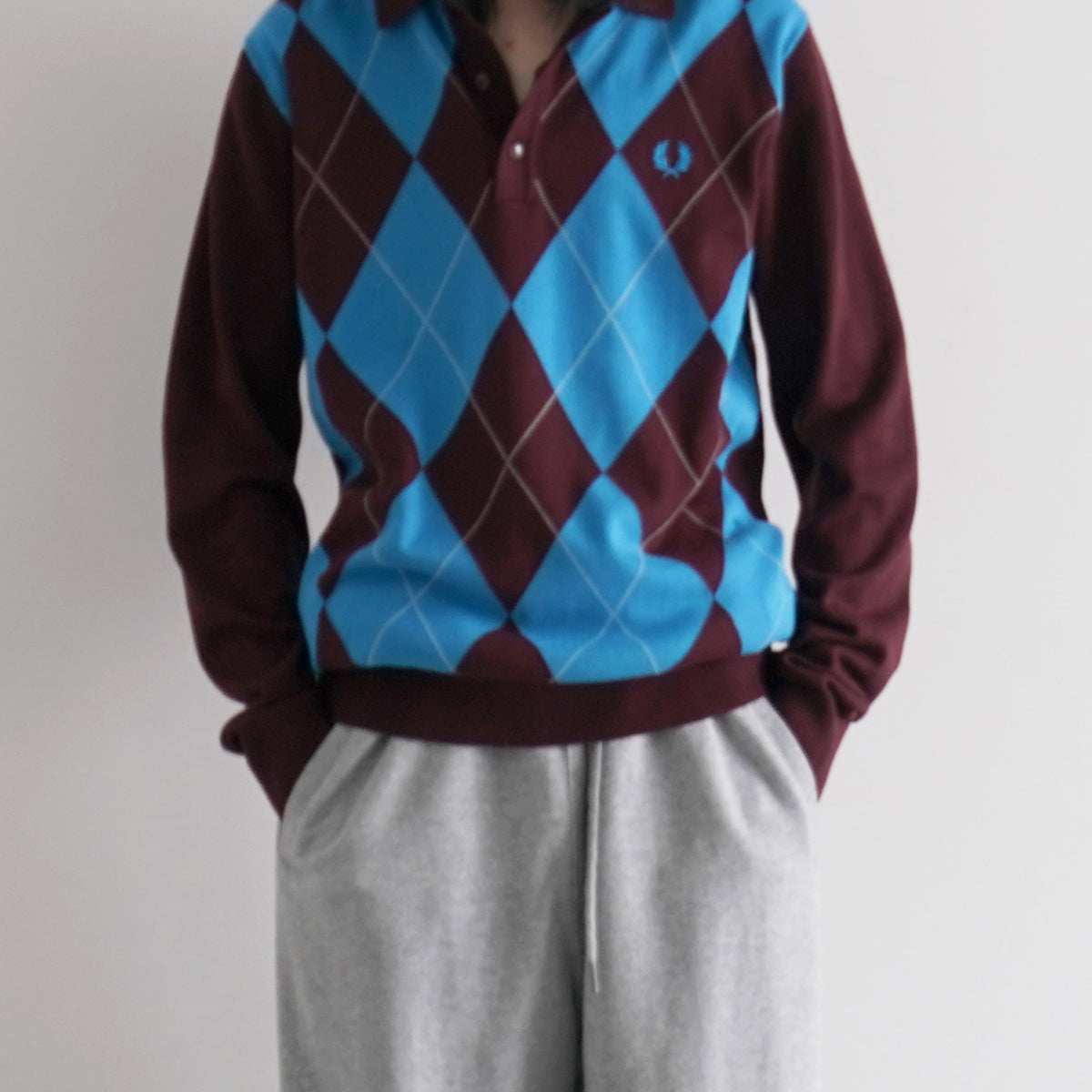 FRED PERRY【フレッドペリー】 Argyle ls knitted shirt