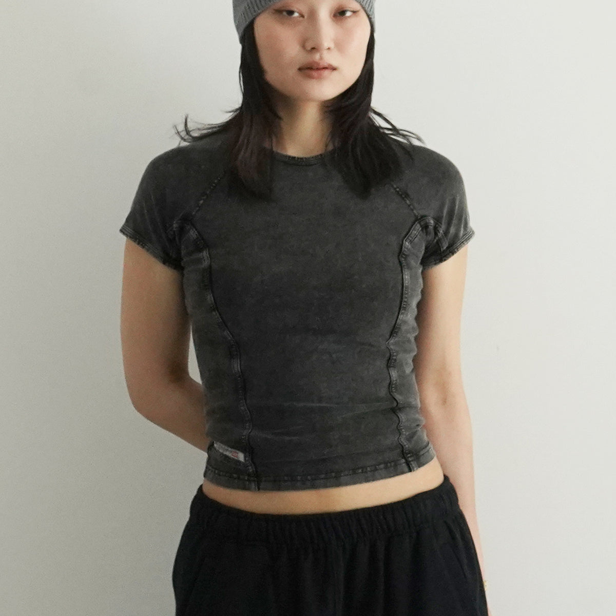 【美品】DIESEL 黒トップス DIESEL【ディーゼル】jersey tops 