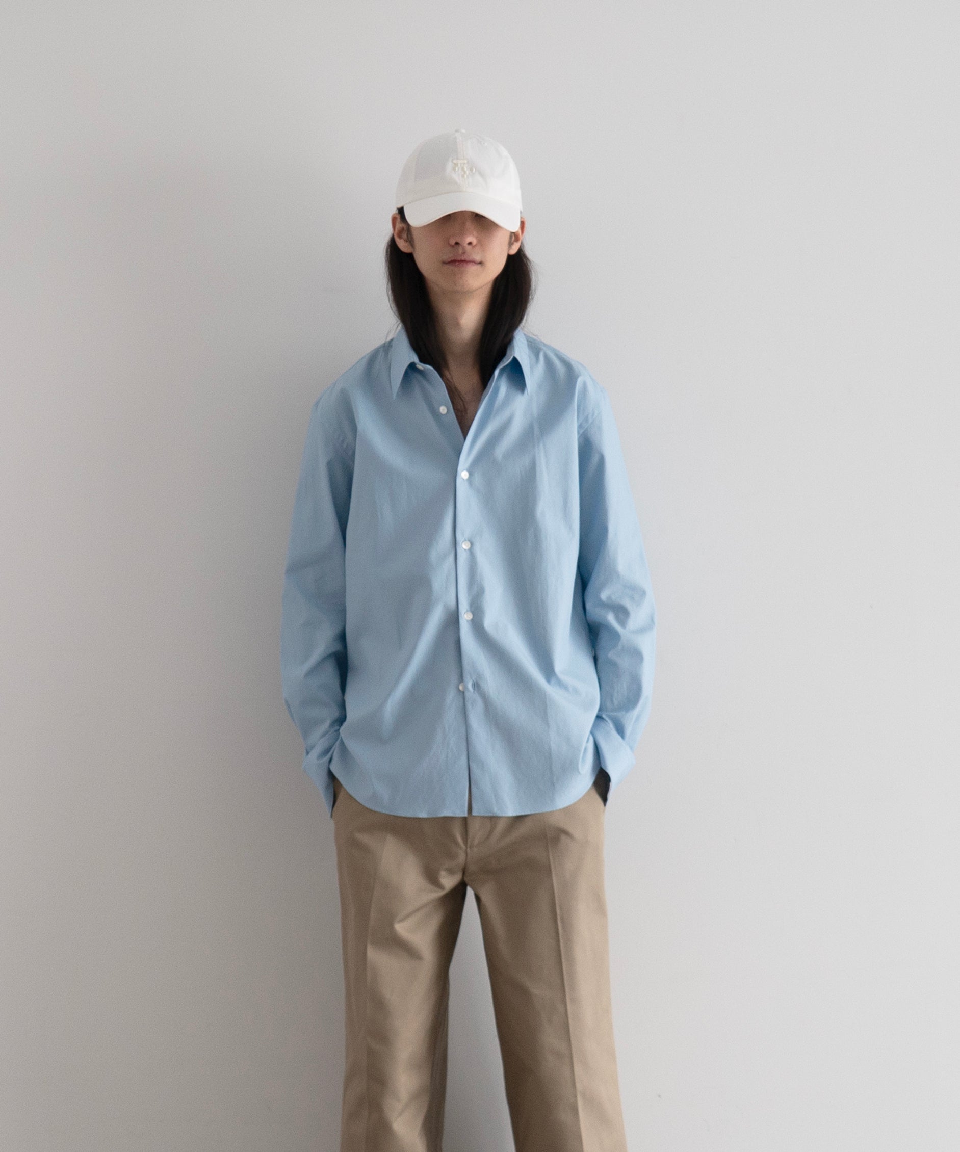 AURALEE Washed finx twill slim shirt "LIGHT BLUE"