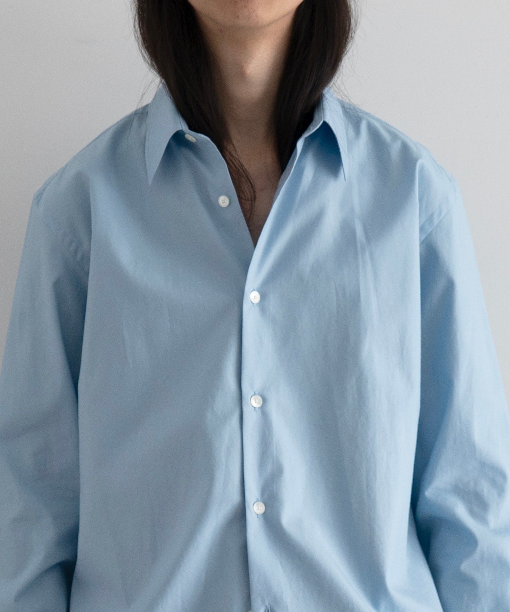 AURALEE Washed finx twill slim shirt "LIGHT BLUE"