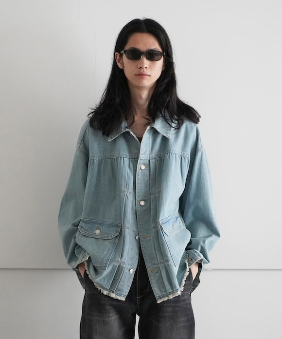 NEONSIGN Cutaway Front Denim Jacket "INDIGO USED"