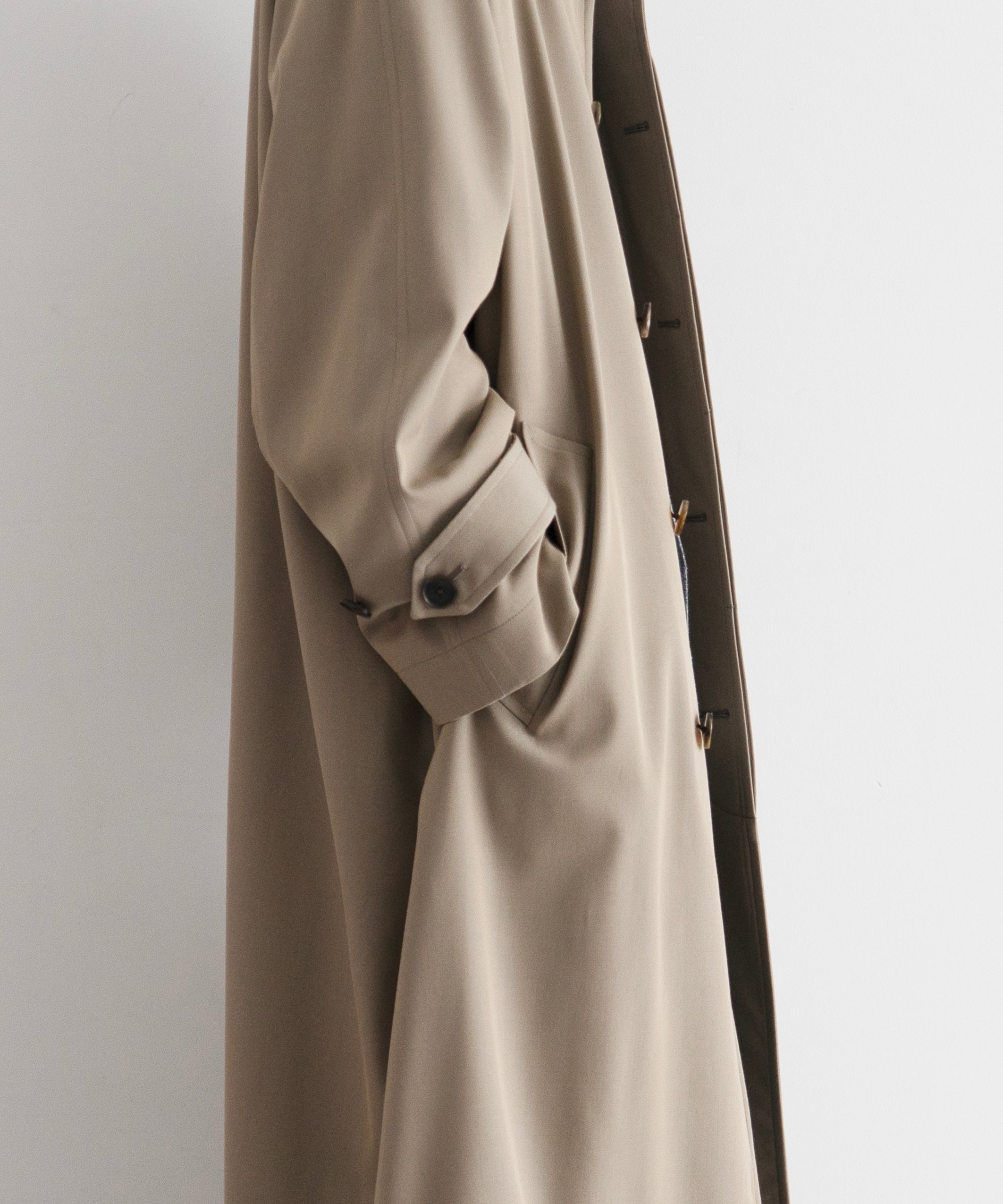 AURALEE Light wool max gabardine coat "KHAKI BEIGE CHAMBRAY"
