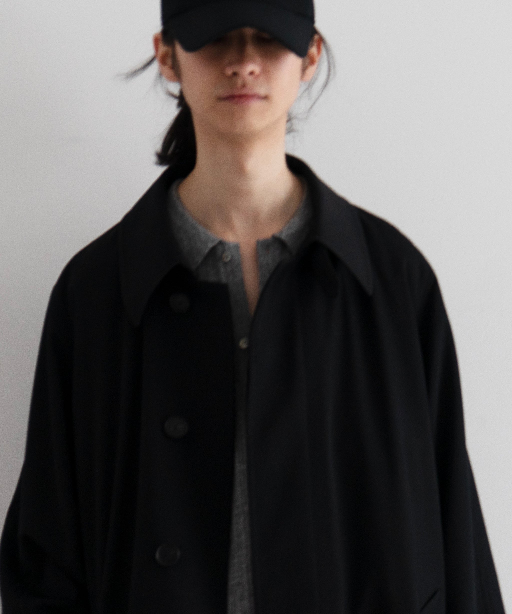 AURALEE Light wool max gabardine coat "TOP BLACK"