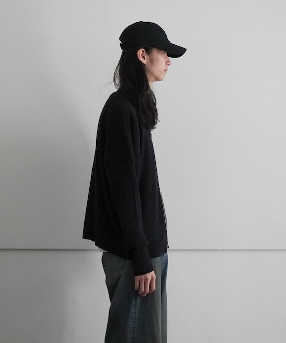 sulvam HIGH NECK ZIP UP KNIT "BLACK"