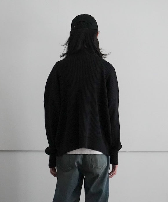 sulvam HIGH NECK ZIP UP KNIT "BLACK"