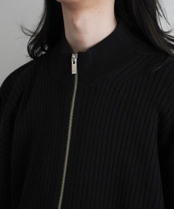 sulvam HIGH NECK ZIP UP KNIT "BLACK"