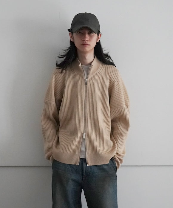 sulvam HIGH NECK ZIP UP KNIT "D.BEIGE"