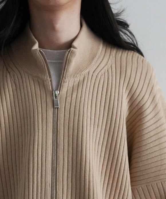 sulvam HIGH NECK ZIP UP KNIT "D.BEIGE"