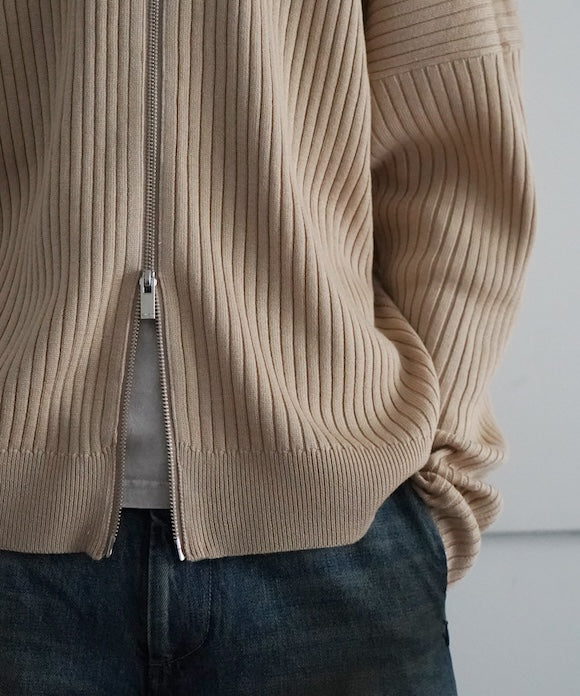 sulvam HIGH NECK ZIP UP KNIT "D.BEIGE"