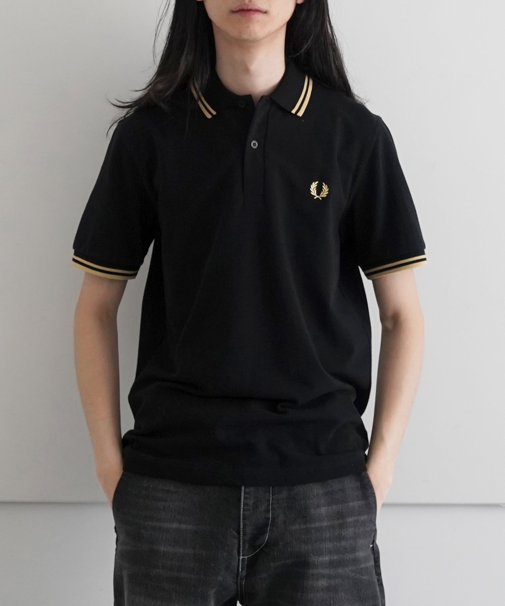 FRED PERRY TWIN TIPPED FRED PERRY SHIRT "BLACK / CHAM"