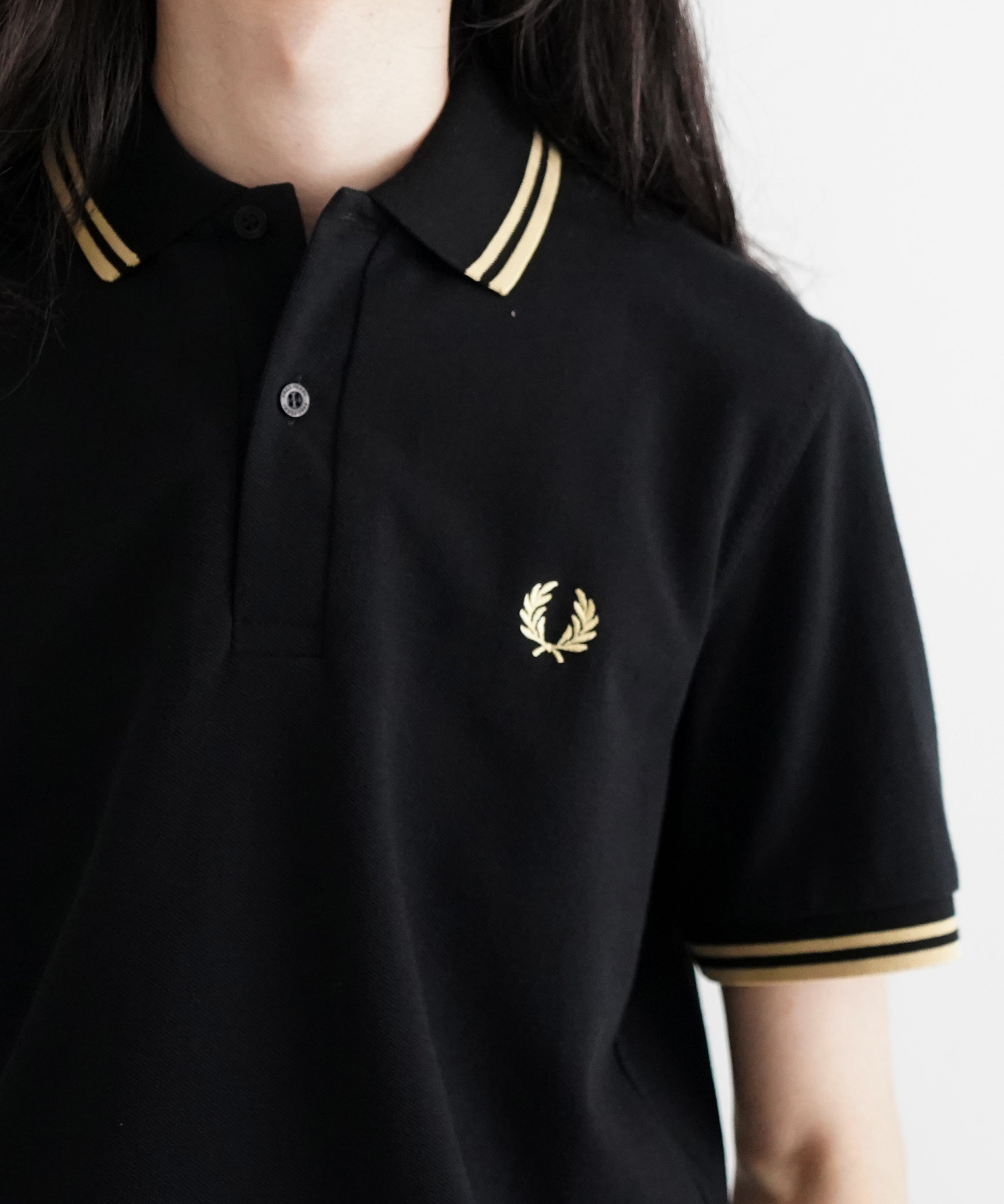 FRED PERRY TWIN TIPPED FRED PERRY SHIRT "BLACK / CHAM"