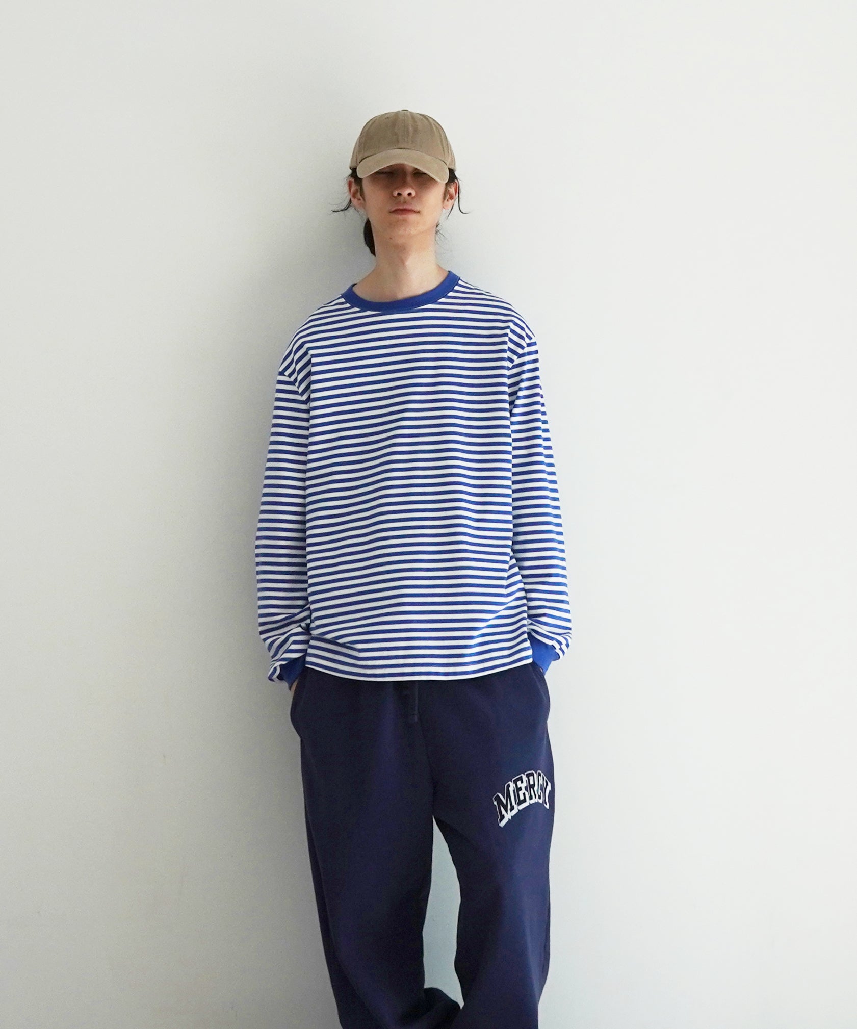KAIKO Long sleeve border t-shirt "BLUE"