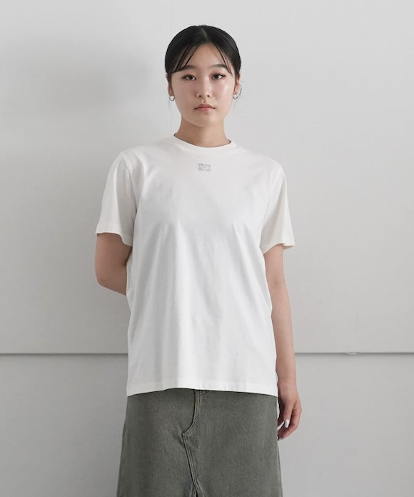 GANNI Basic Jersey Rhineslone Relaxed T-Shirt "EGRET"