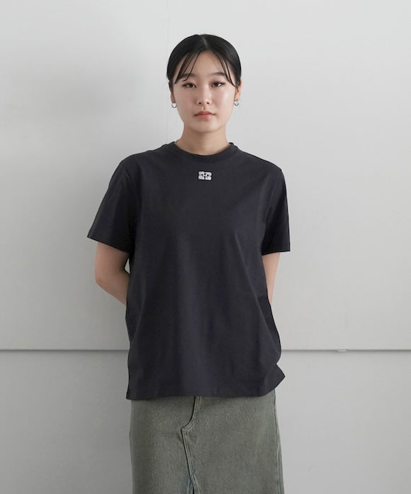 GANNI Basic Jersey Rhineslone Relaxed T-Shirt "EGRET"