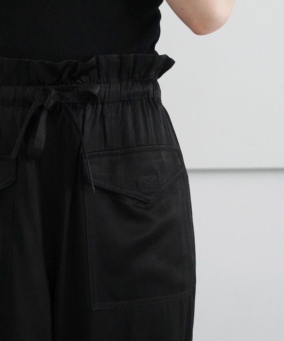 GANNI Washed Satin Pocket Pants "BLACK"