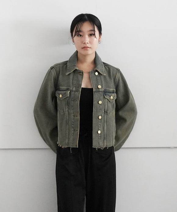 GANNI Overdyed Heavy Denim Jacket "SHITAKE"