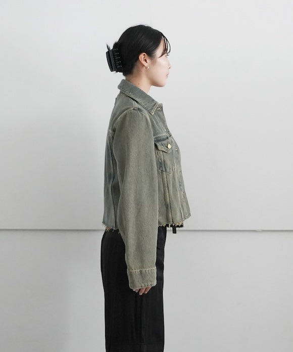 GANNI Overdyed Heavy Denim Jacket "SHITAKE"