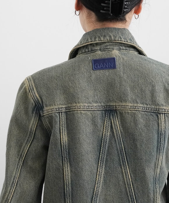 GANNI Overdyed Heavy Denim Jacket "SHITAKE"