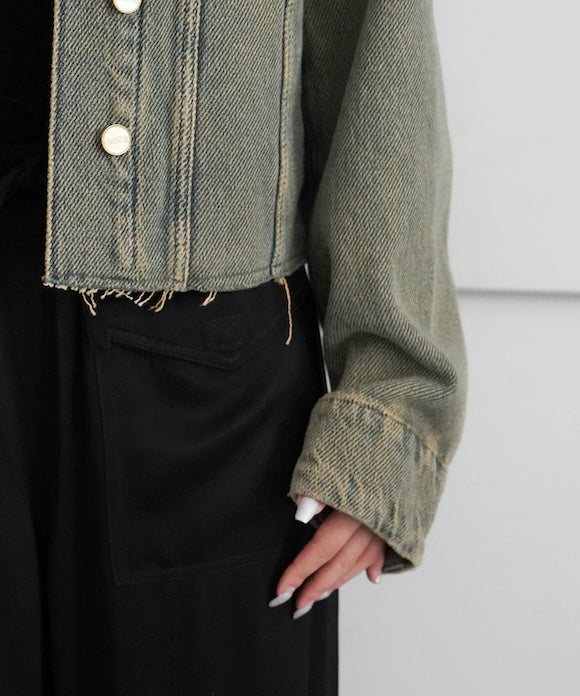 GANNI Overdyed Heavy Denim Jacket "SHITAKE"