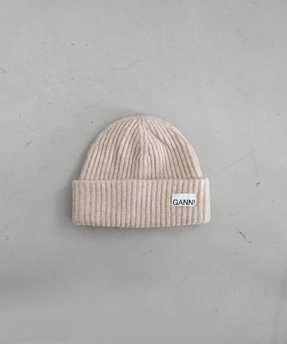 GANNI Structured Rib Beanie "BRAZILIAN SAND"