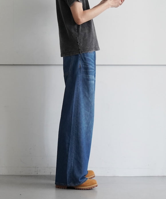 GANNI Light Denim Wide Jeans "MID BLUE VINTAGE"