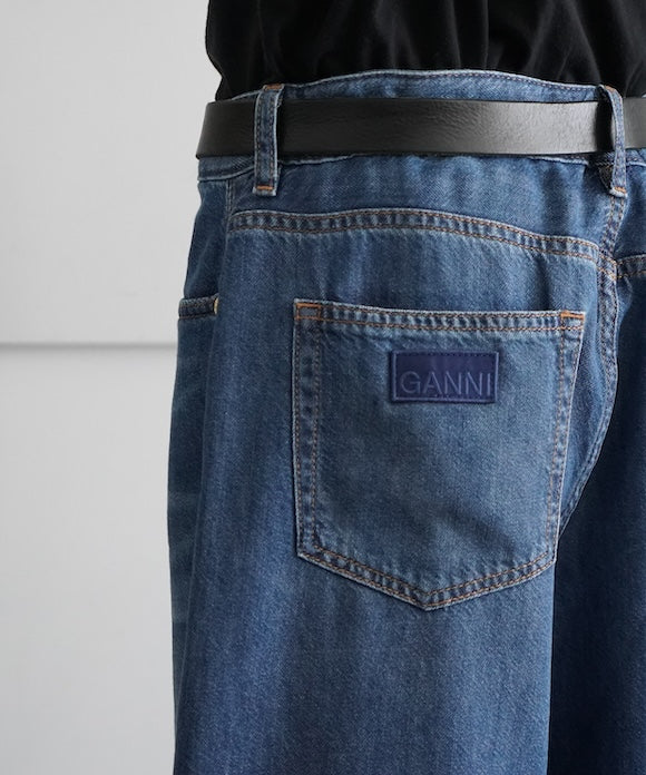 GANNI Light Denim Wide Jeans "MID BLUE VINTAGE"