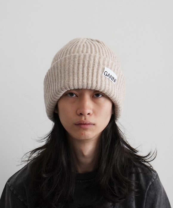 GANNI Structured Rib Beanie "BRAZILIAN SAND"