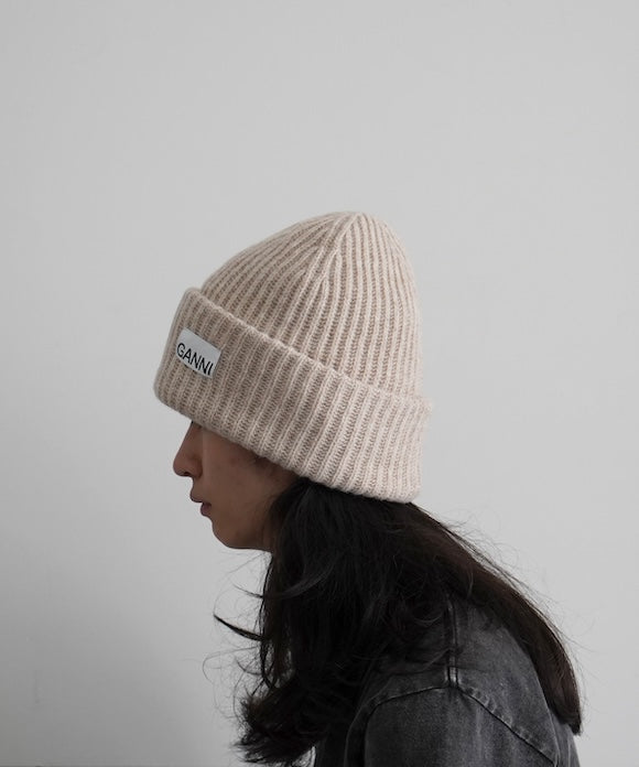 GANNI Structured Rib Beanie "BRAZILIAN SAND"