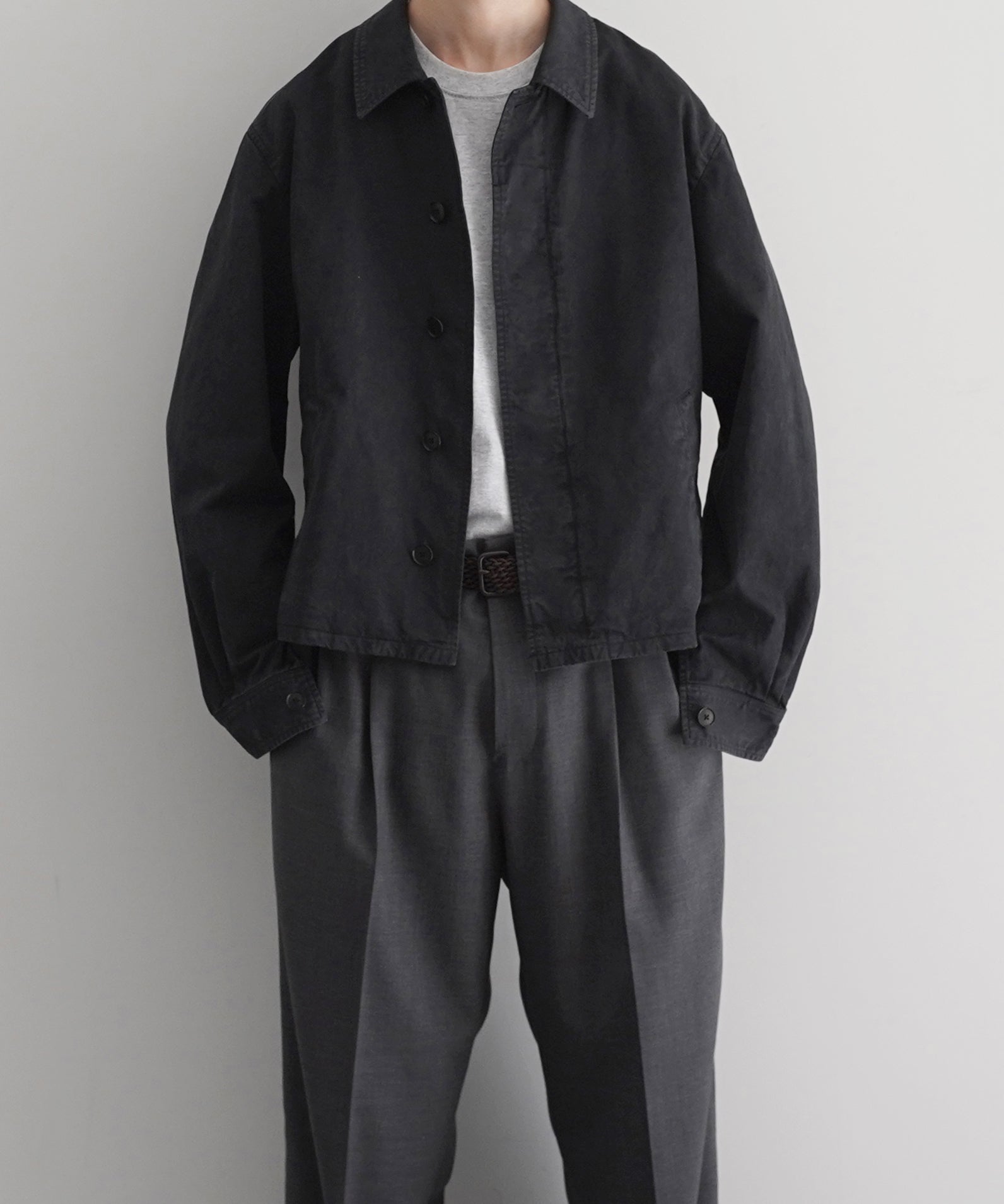 AURALEE Garment-dyed finx light chino blouson "BLACK"