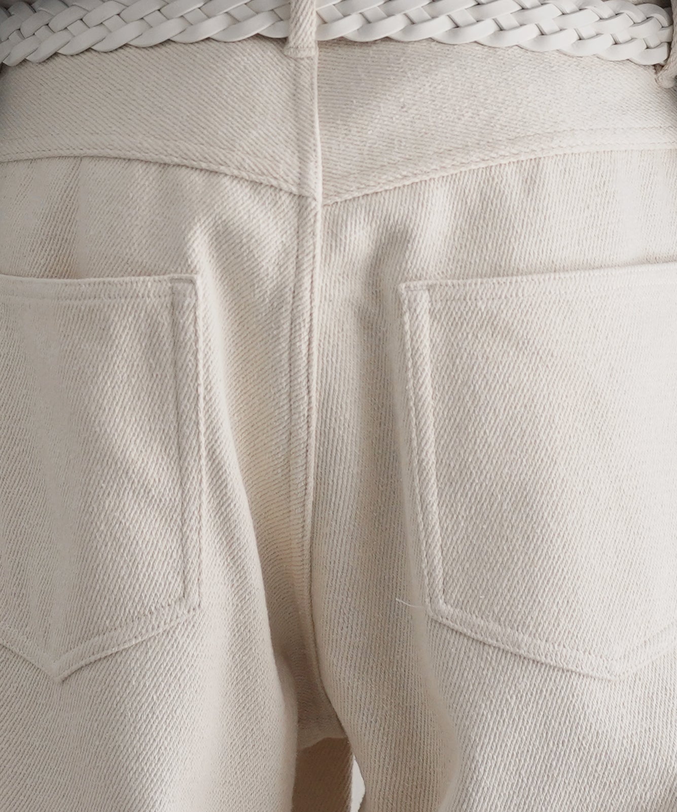 AURALEE Silk nep denim 5p wide pants "IVORY WHITE"