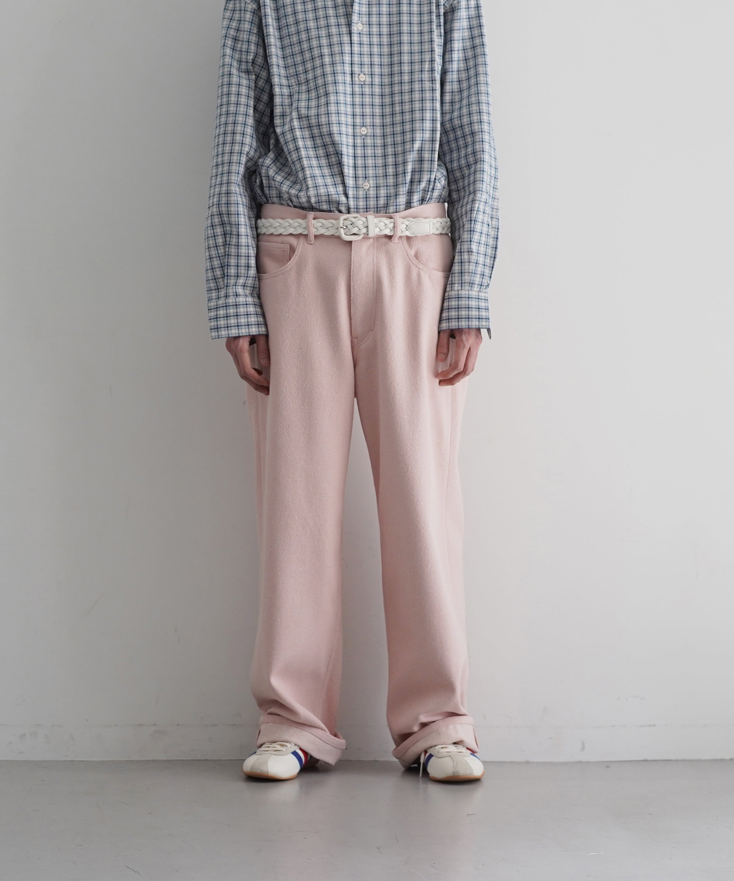 AURALEE Silk nep denim 5p wide pants "IVORY WHITE"