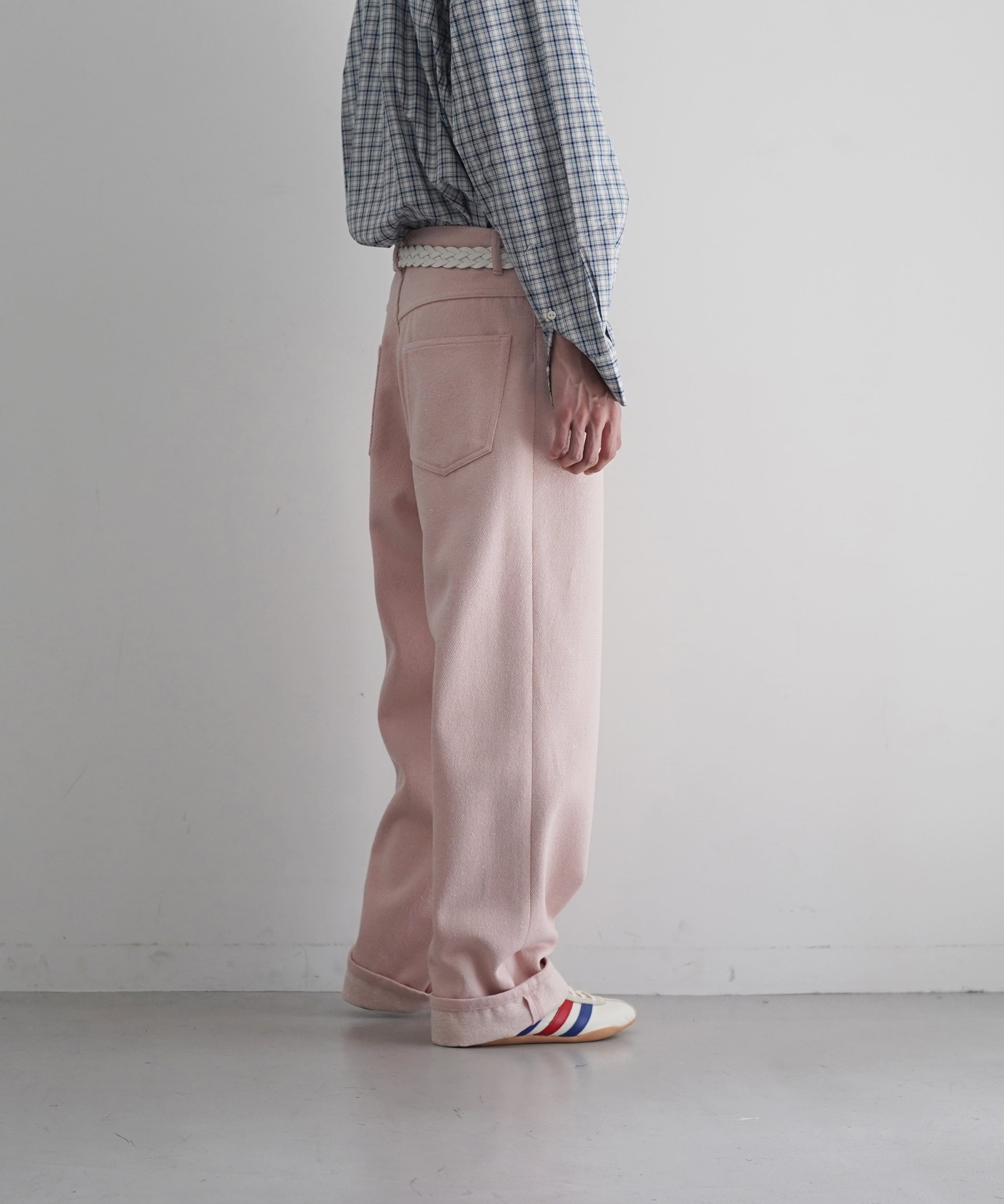 AURALEE Silk nep denim 5p wide pants "DUSTY PINK"