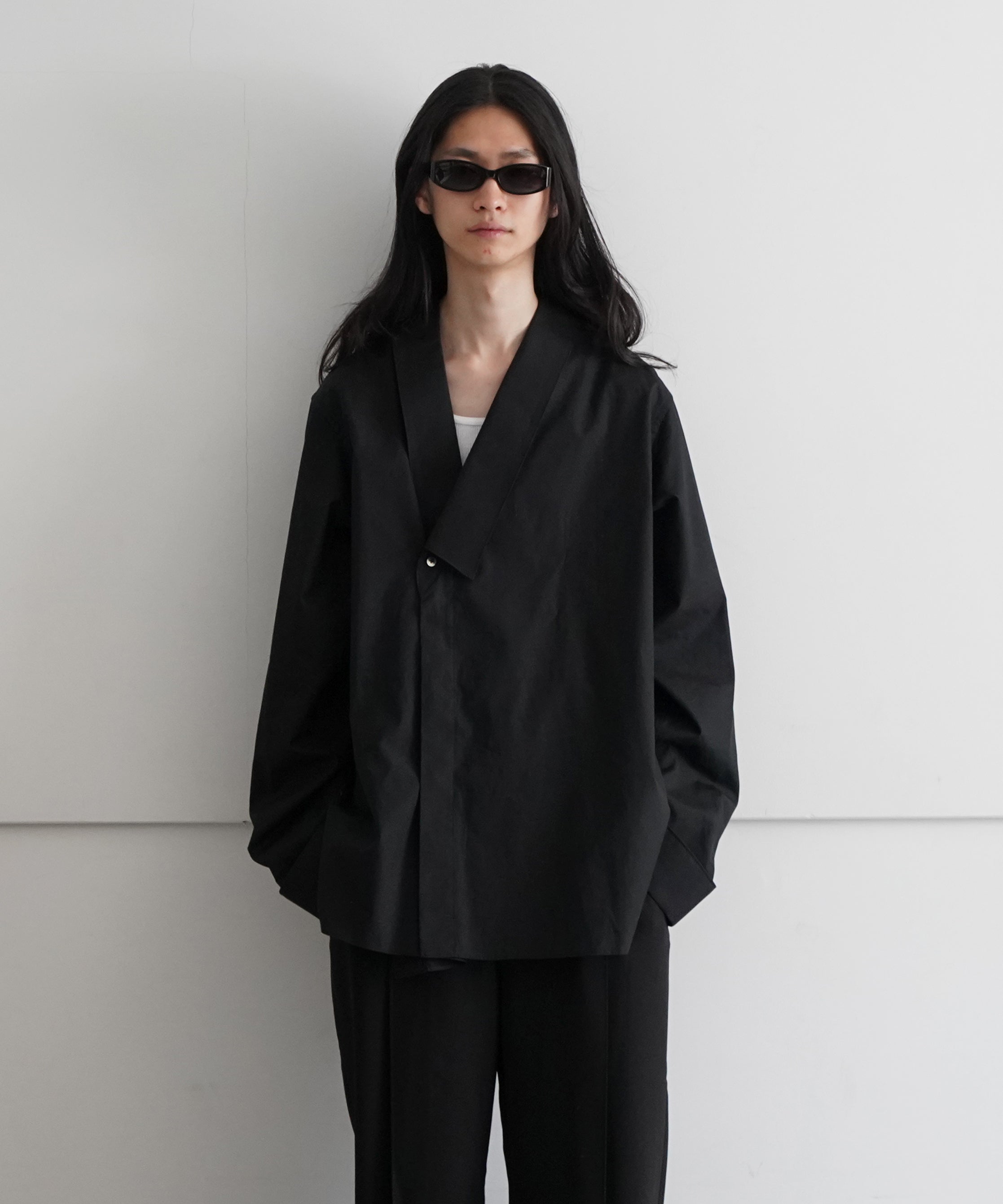 SOSHIOTSUKI KIMONO COLLAR SHIRT "BLACK"