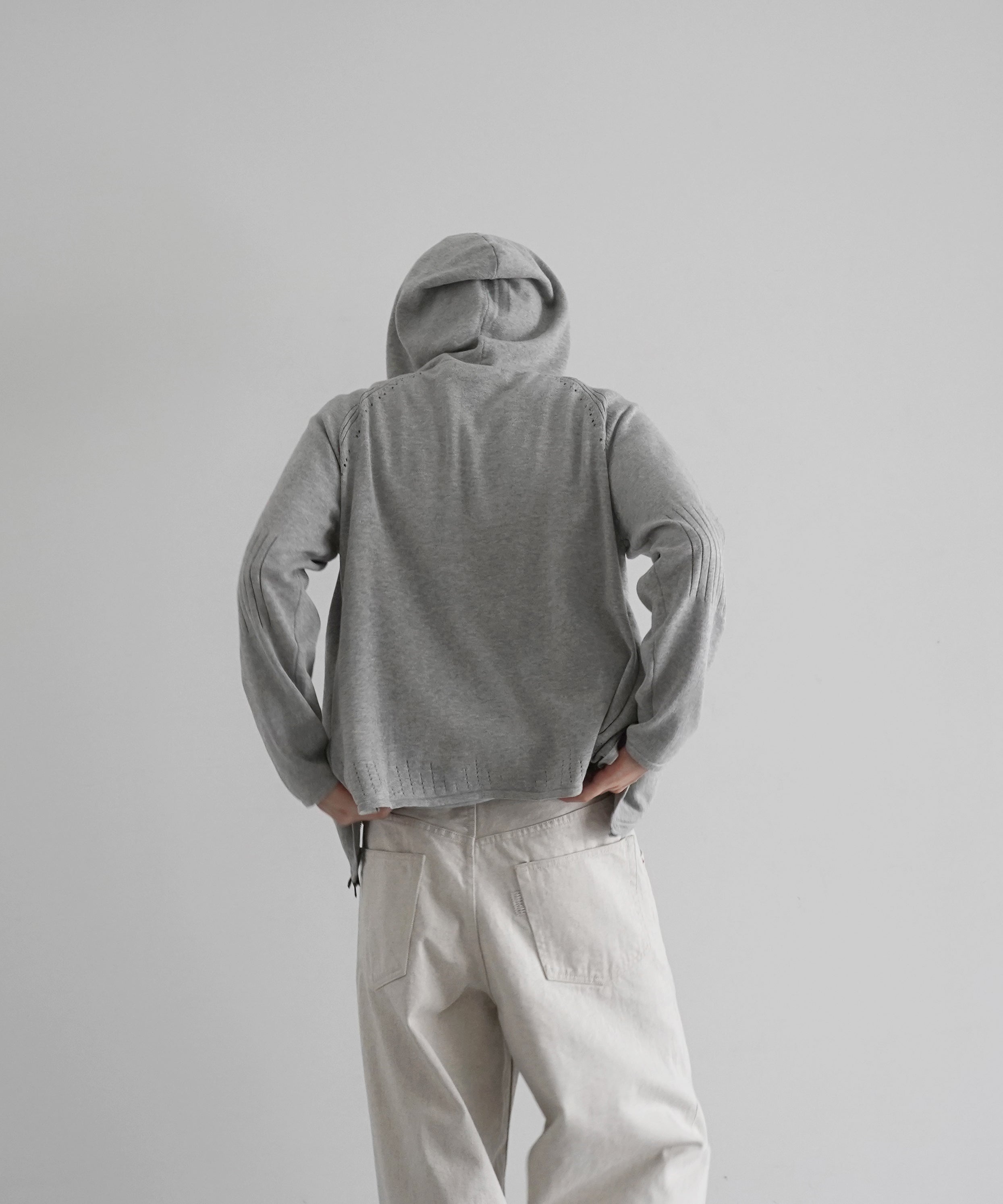 SAN SAN GEAR Knit zip-up hoodie "MELANGE GREY"