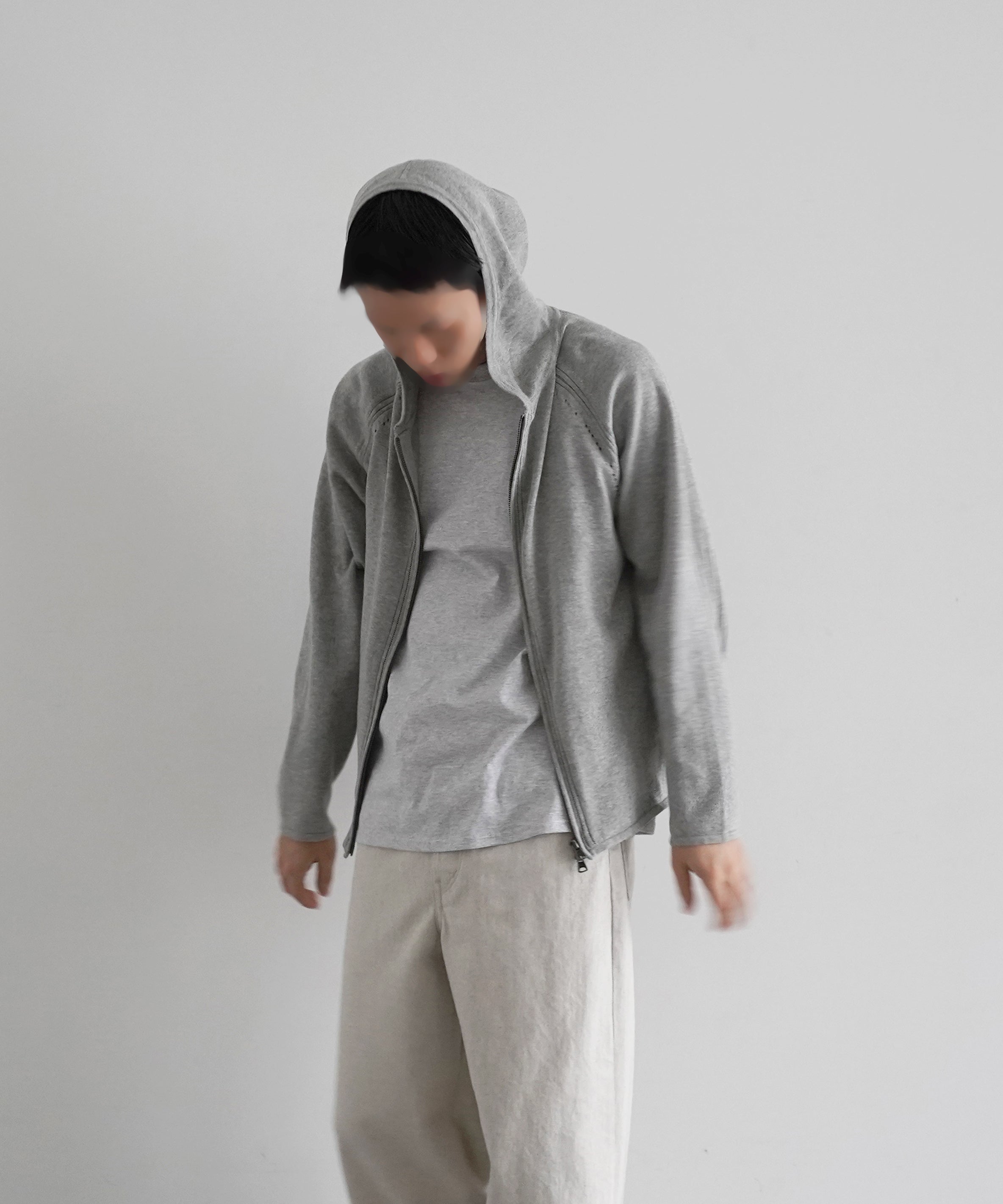 SAN SAN GEAR Knit zip-up hoodie "MELANGE GREY"