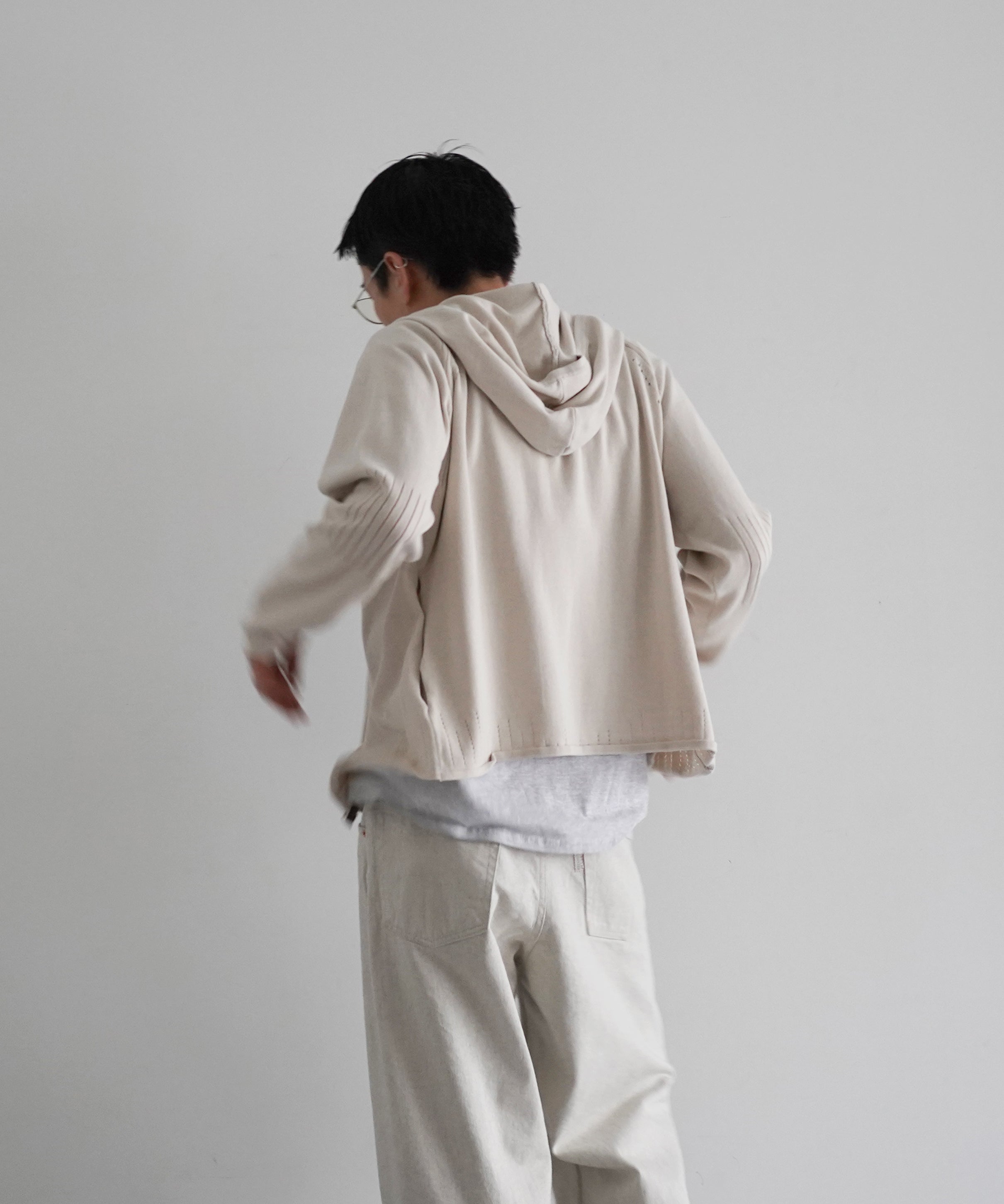 SAN SAN GEAR Knit zip-up hoodie "MELANGE GREY"