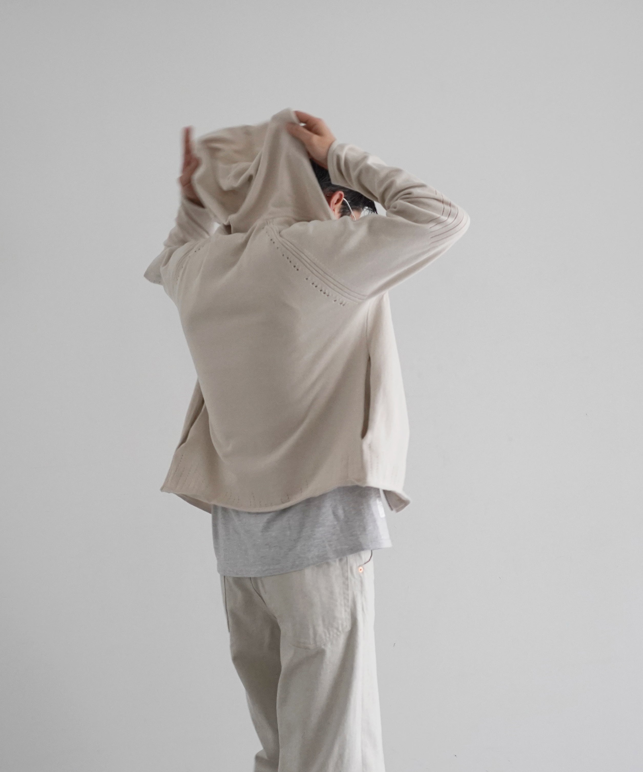 SAN SAN GEAR Knit zip-up hoodie "BEIGE"