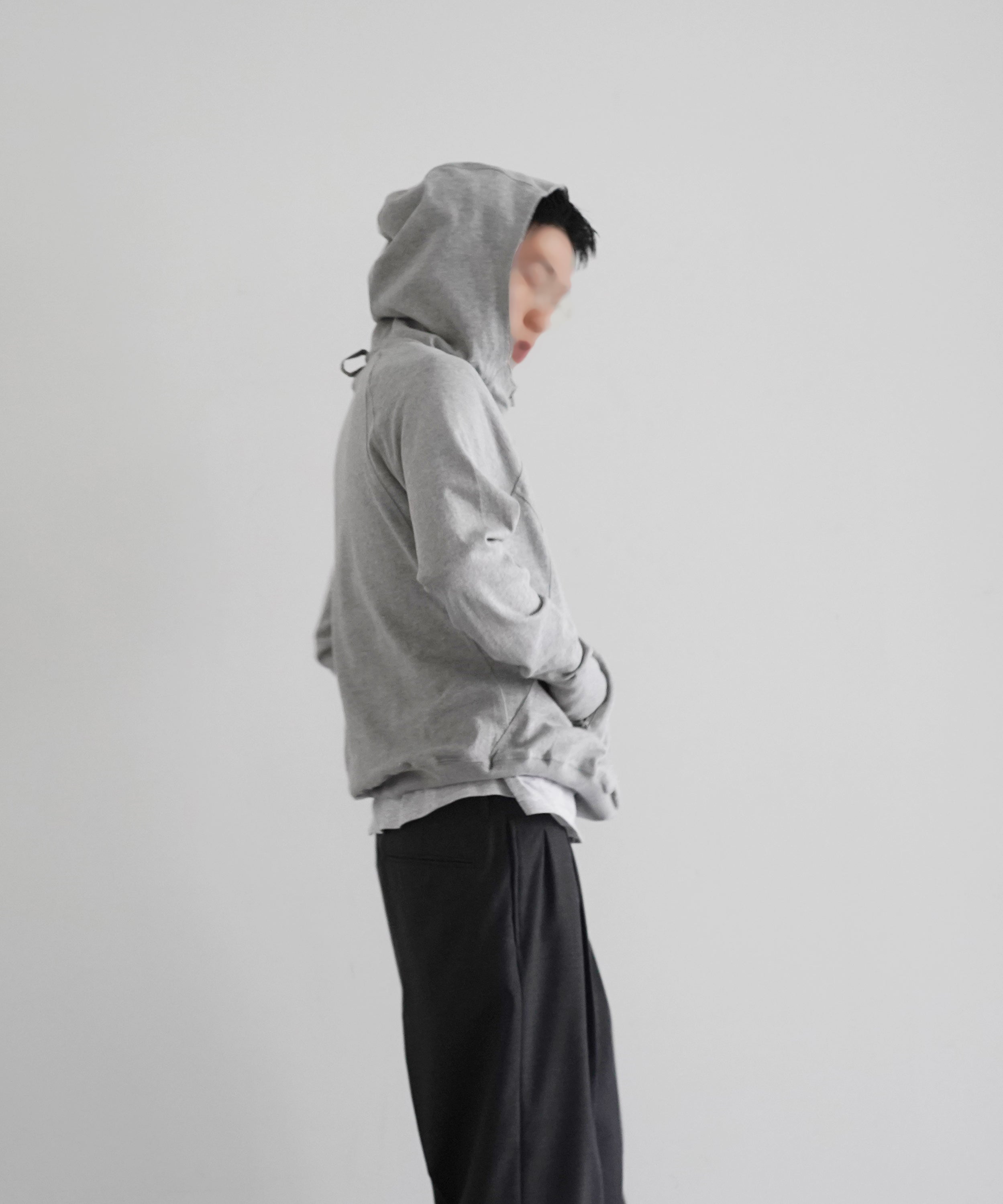 SAN SAN GEAR Sling zip-up hoodie "MELANGE GREY"