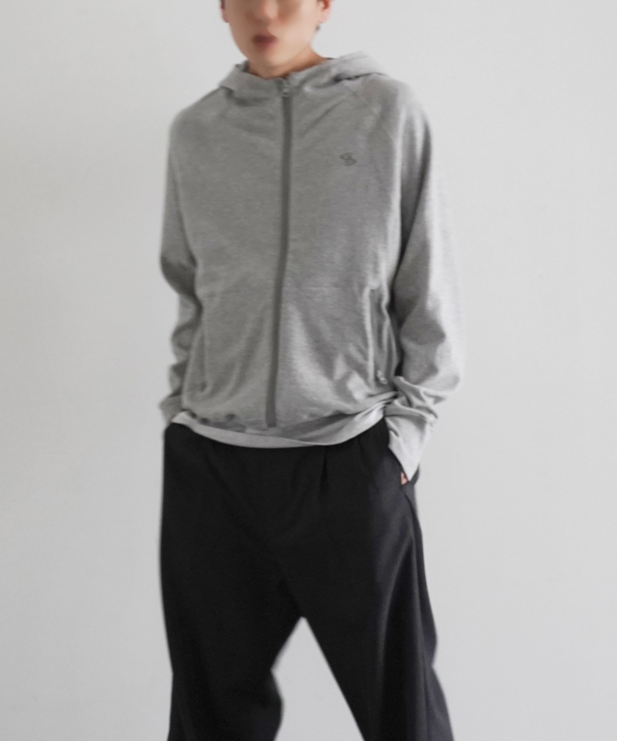 SAN SAN GEAR Sling zip-up hoodie "MELANGE GREY"