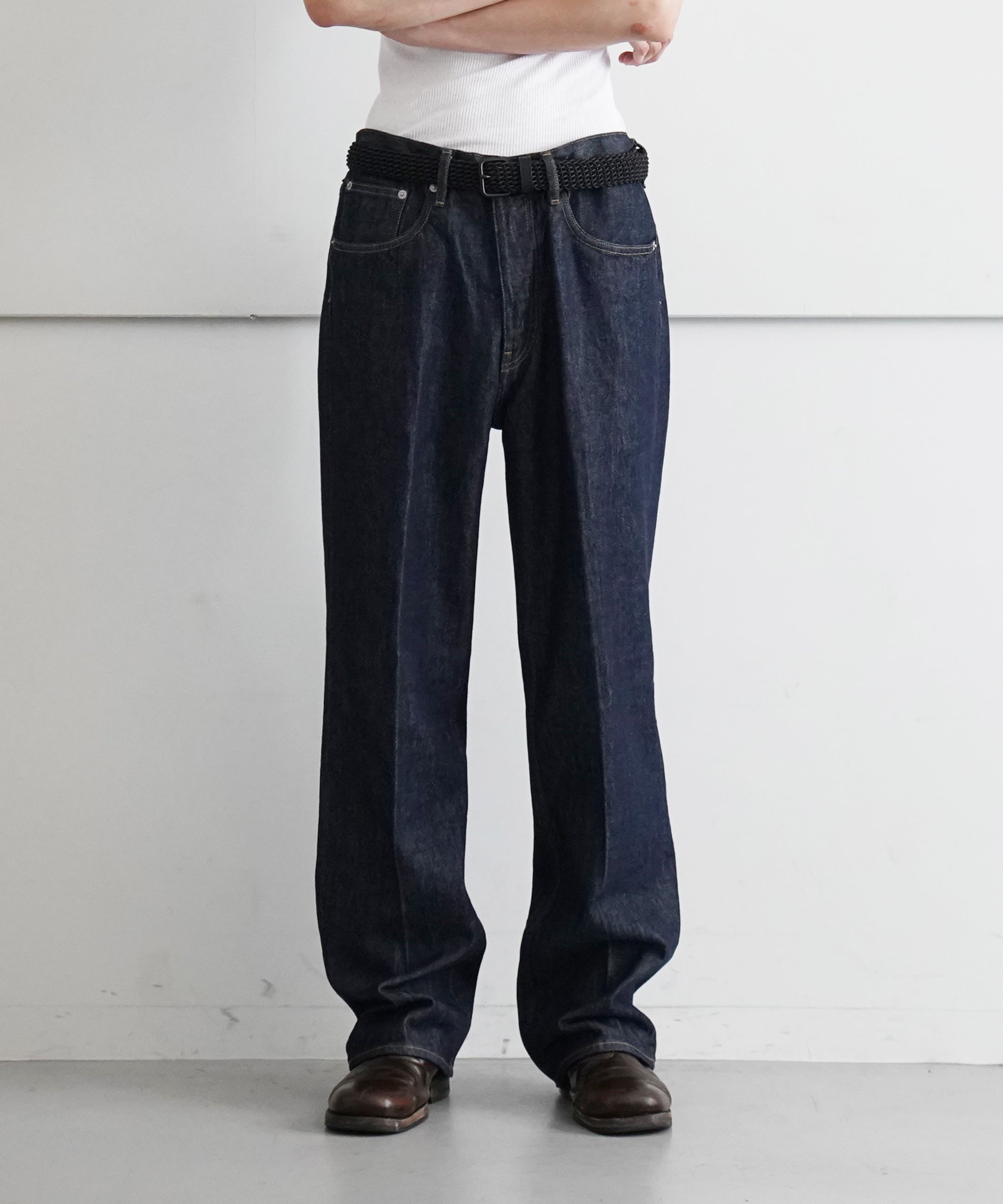 AURALEE HARD TWIST DENIM 5P PANTS "INDIGO"