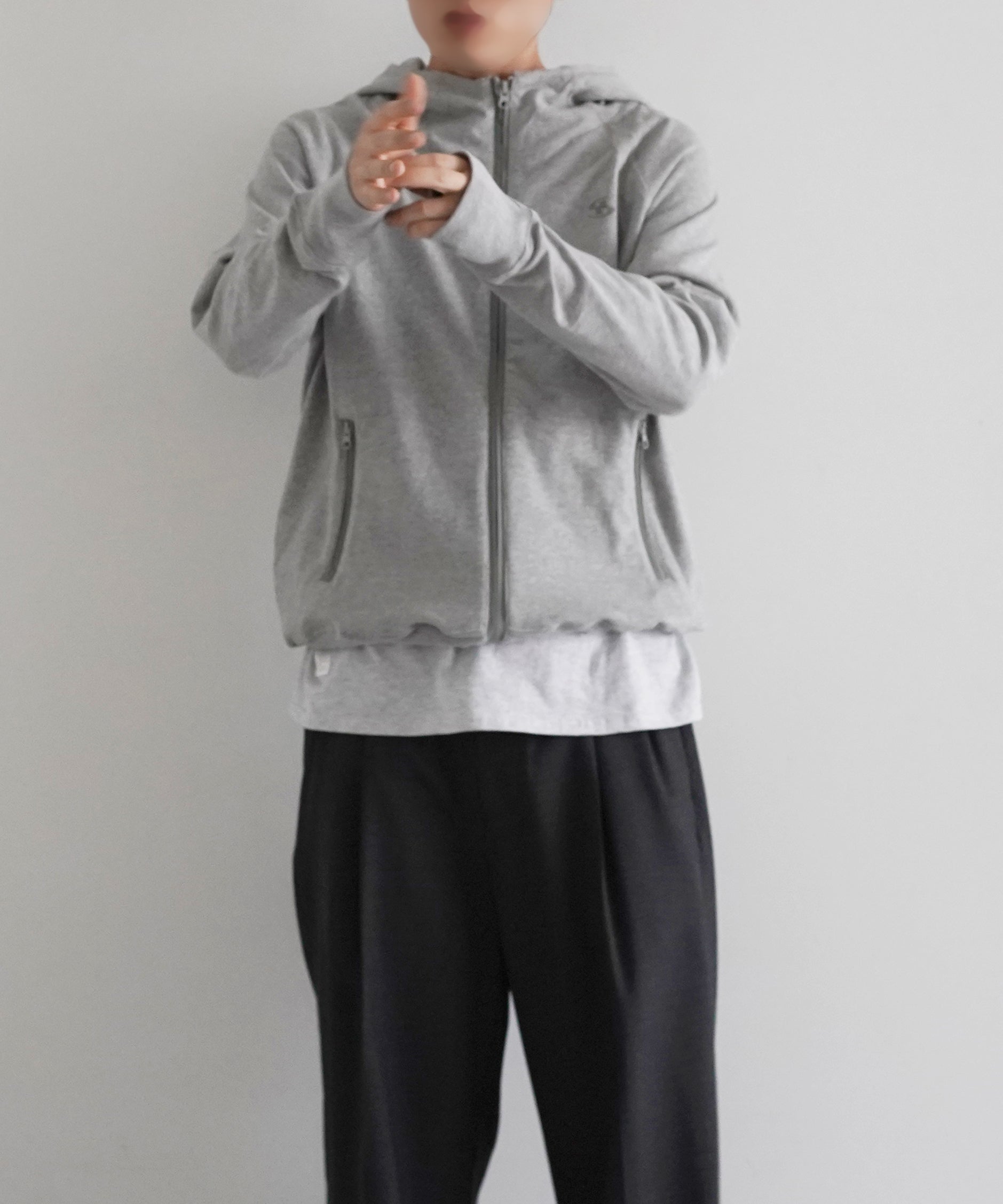 SAN SAN GEAR Sling zip-up hoodie "MELANGE GREY"