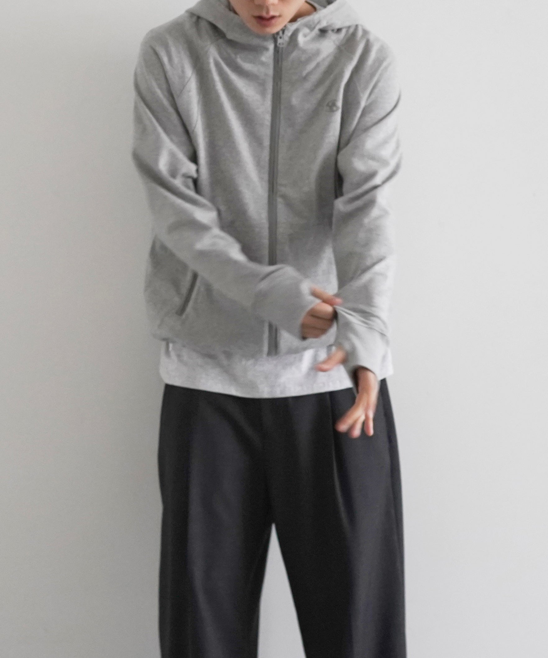 SAN SAN GEAR Sling zip-up hoodie "MELANGE GREY"